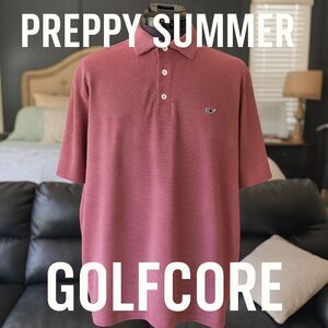 Vineyard Vines Men’s Polo Shirt XXL Maroon Striped Whale Logo Casual Golf Top